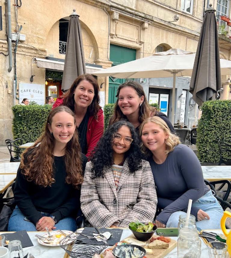 Meghan Allen Eliason with a group of study abroad students in Montpellier