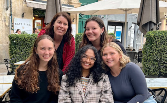 Meghan Allen Eliason with a group of study abroad students in Montpellier