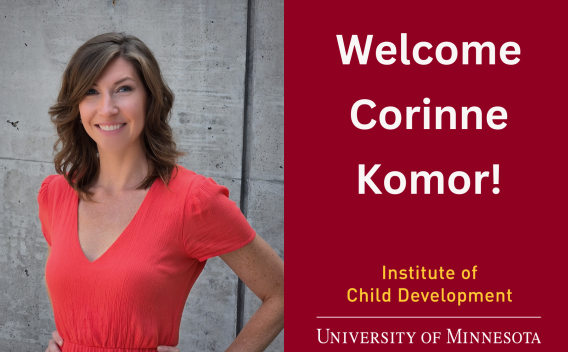Welcome Corinne Komor with portrait photo and ICD wordmark