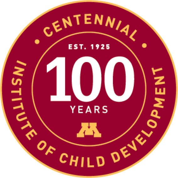 Circular badge with maroon background Text: Centennial Institute of Child Development Est. 1925 100 years